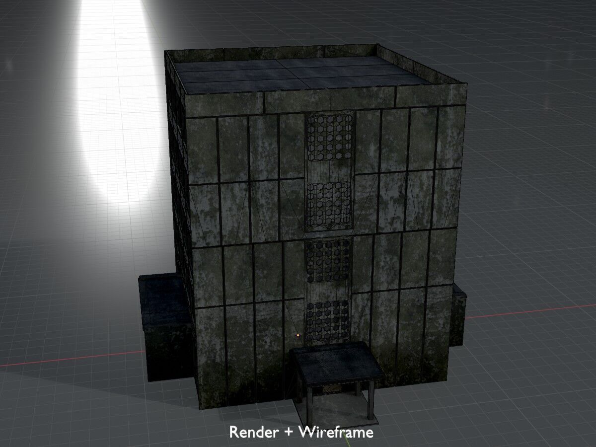 Old military barrack version 1 ruin 9 Low-poly 3D model_9