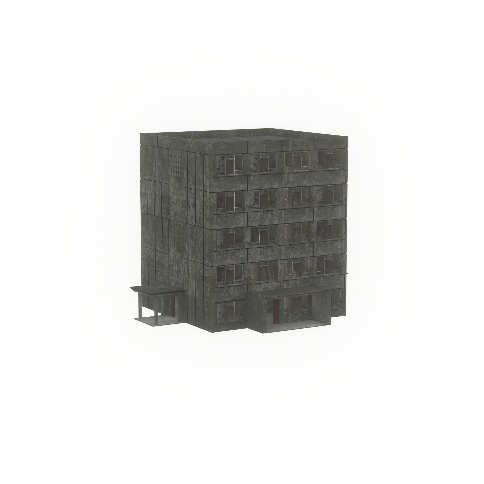Old military barrack version 1 ruin 9 Low-poly 3D model_28