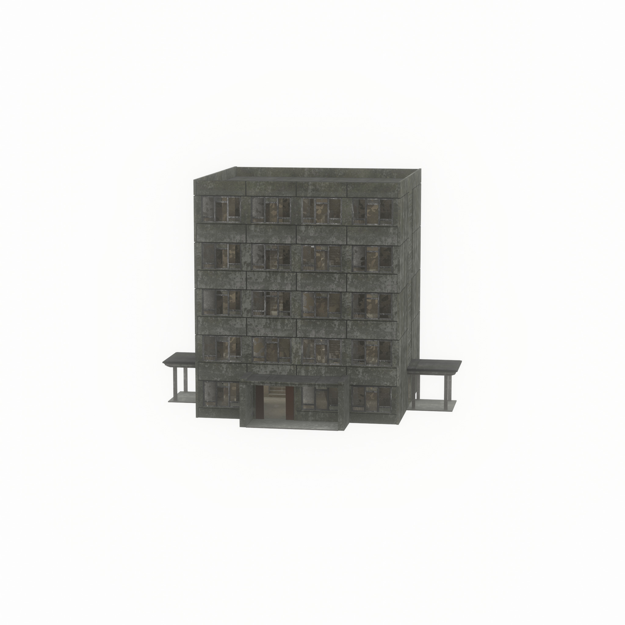 Old military barrack version 1 ruin 9 Low-poly 3D model_43