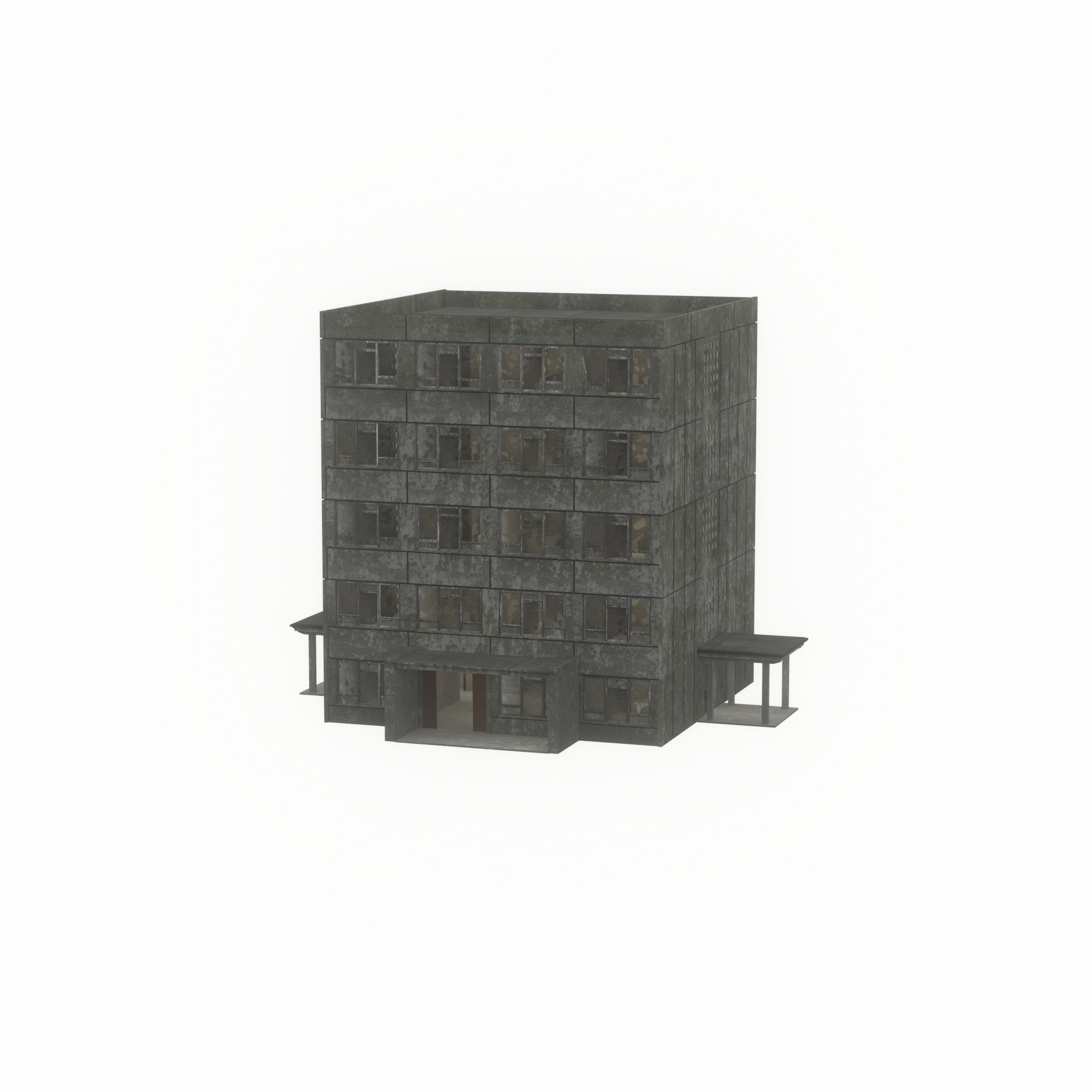 Old military barrack version 1 ruin 9 Low-poly 3D model_40