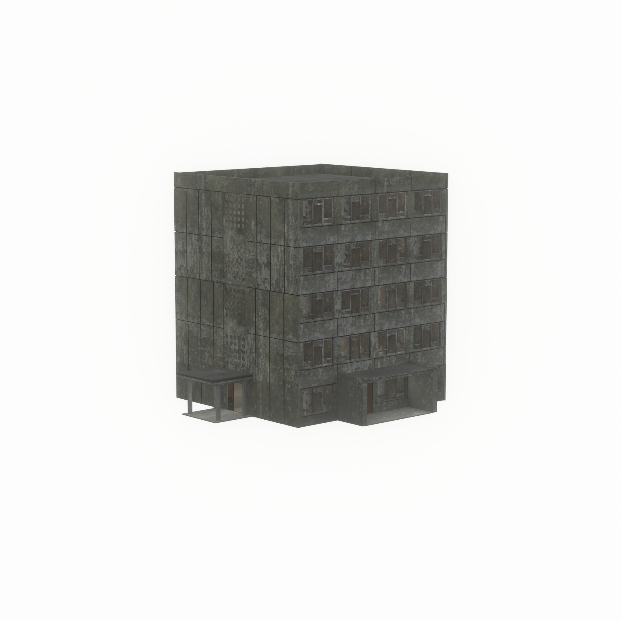 Old military barrack version 1 ruin 9 Low-poly 3D model_35