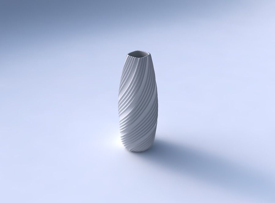 Narrow top vase helix with flowing extruded lines 3D print model_3