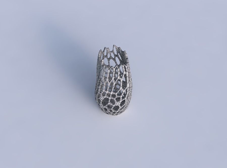 Narrow top vase helix with cracked organic lattice 3D print model_6