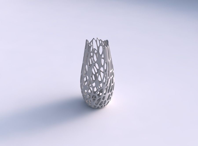 Narrow top vase helix with cracked organic lattice
