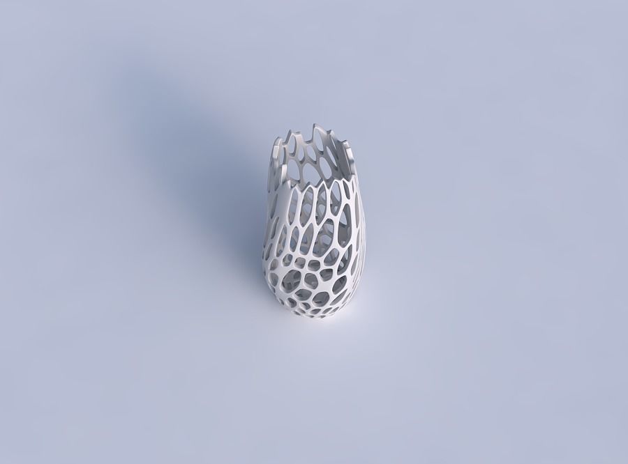 Narrow top vase helix with cracked organic lattice 3D print model_1