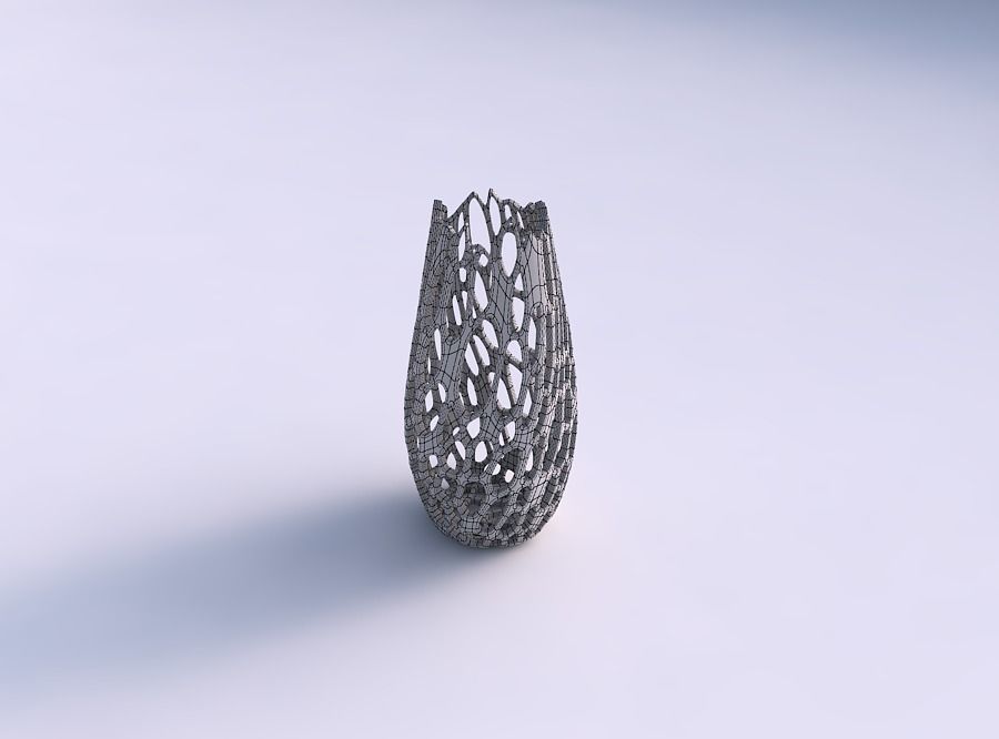 Narrow top vase helix with cracked organic lattice 3D print model_5