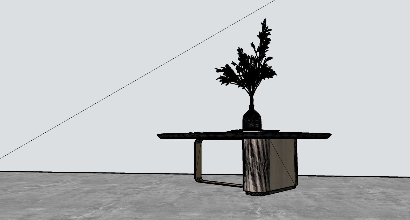 Modern Minimalist Coffee Table with Glass Vase Decor 3D model_2