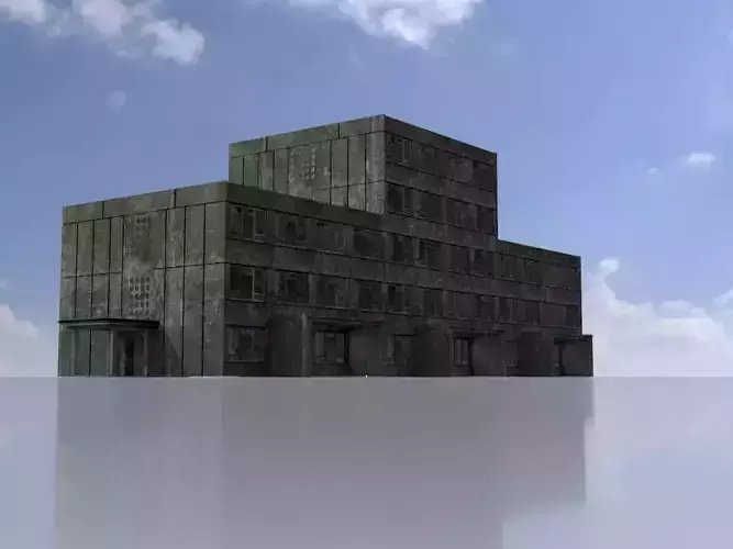 Old military barrack version 1 ruin 10 Low-poly 3D model