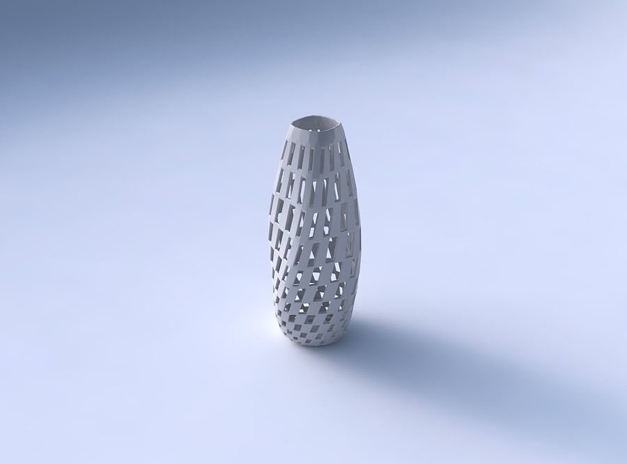 Narrow top vase helix with checker grid lattice 3D print model_3