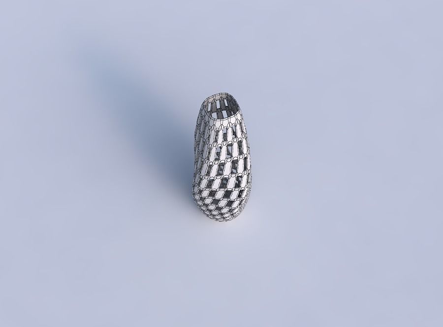 Narrow top vase helix with checker grid lattice 3D print model_6