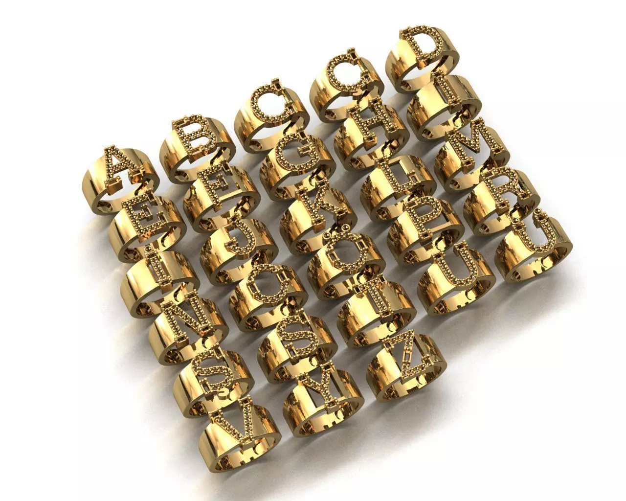 Letter Rings Gold 3D print model