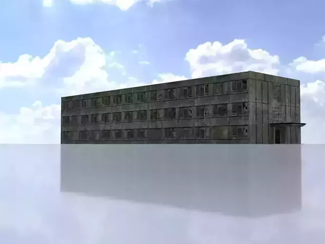 Old military barrack version 1 ruin 12 Low-poly 3D model
