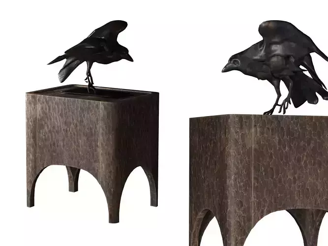 Hammered Wooden Night-Stand - Elegant Side-Table 3D model