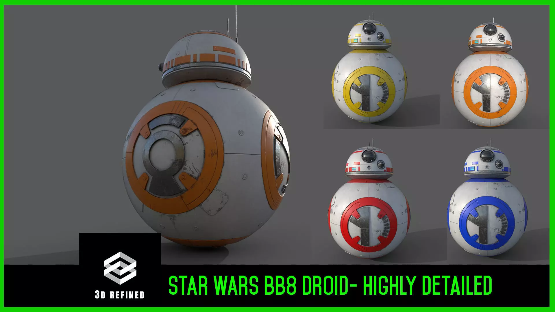 StarWars - BB8- Droid - game ready- lowpoly detailed Free low-poly 3D model_0