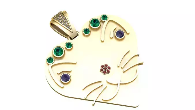 ANIMAL FACE HEART SHAPE PENDANT 3D PRINTABLE MODEL