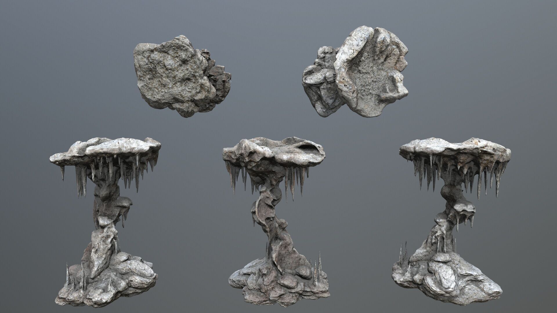 cave rocks Low-poly 3D model_1