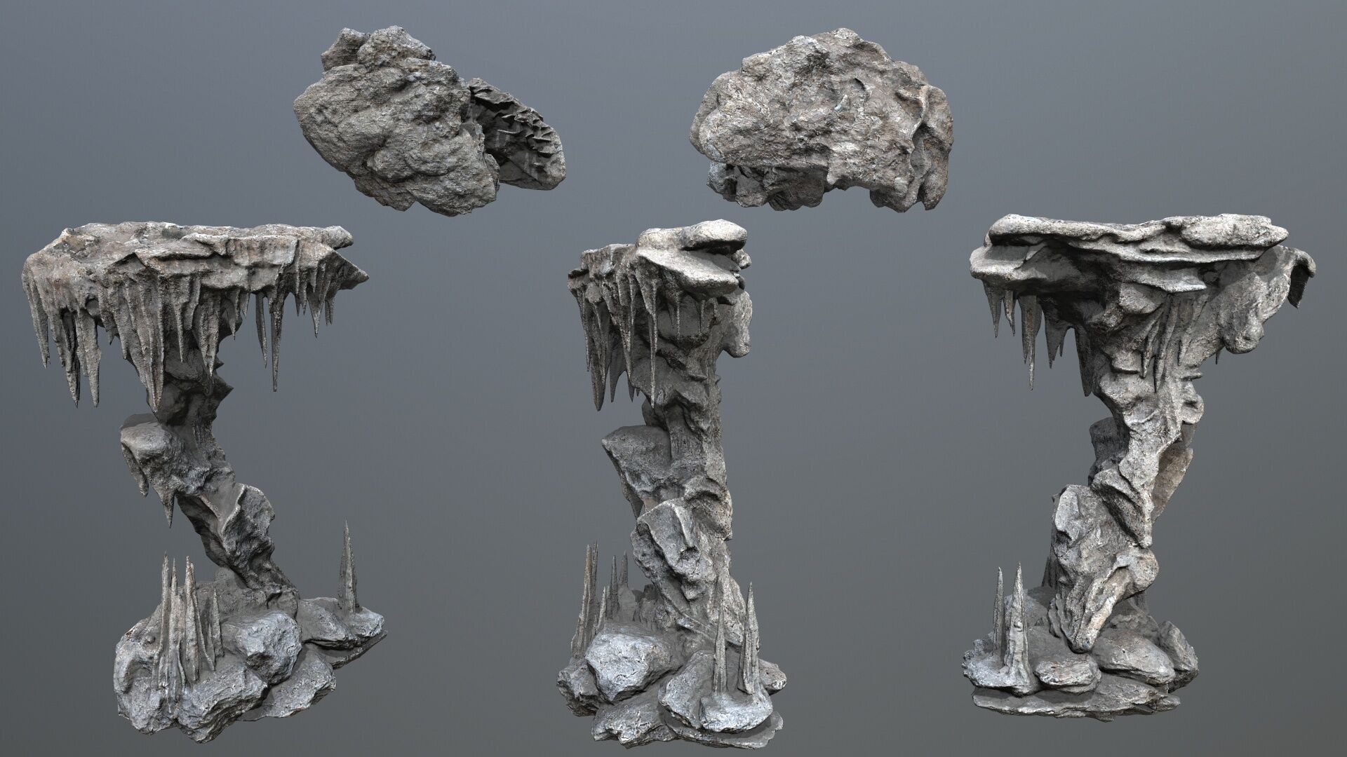 cave rocks Low-poly 3D model_2