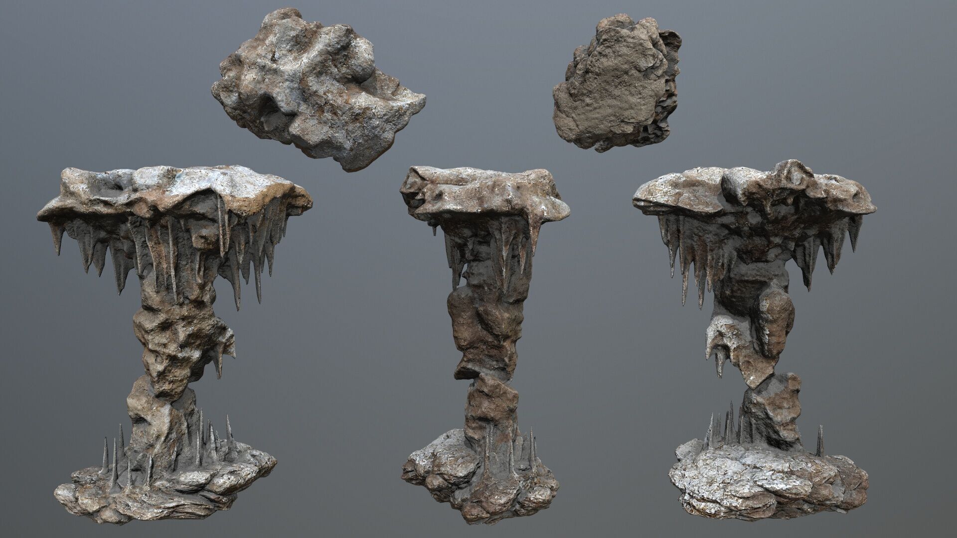cave rocks Low-poly 3D model_3