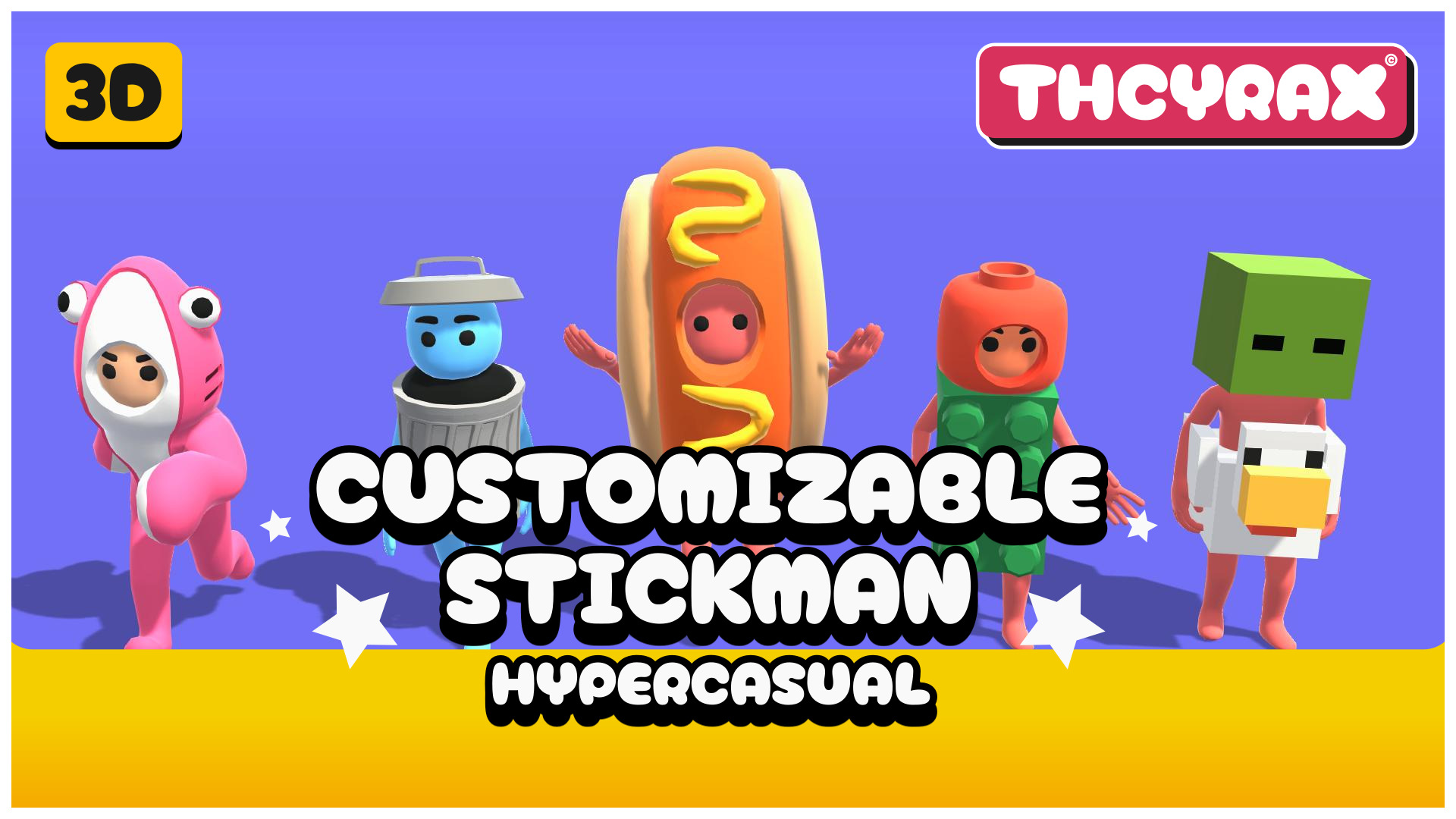 Customizable Stickman Hypercasual Low-poly 3D model_8
