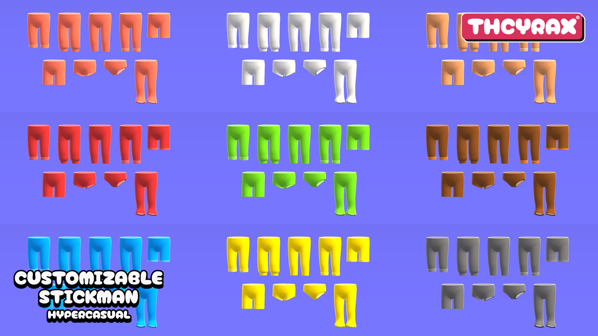 Customizable Stickman Hypercasual Low-poly 3D model_5