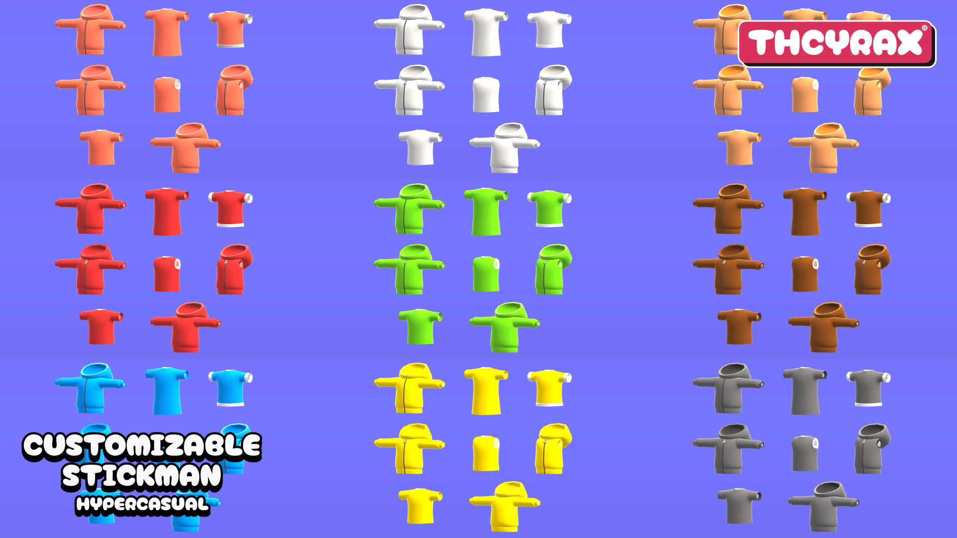 Customizable Stickman Hypercasual Low-poly 3D model_7