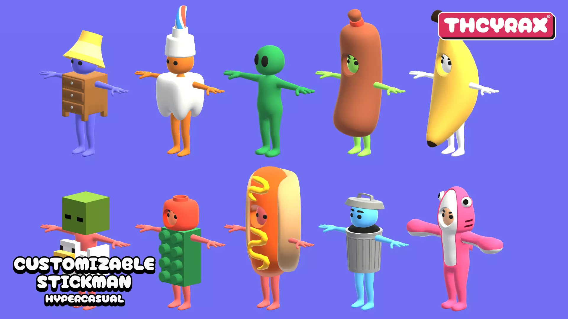 Customizable Stickman Hypercasual Low-poly 3D model_0