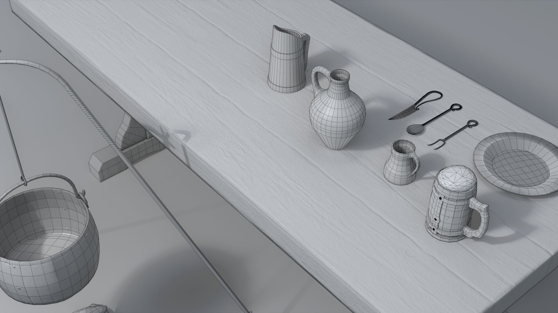 Medieval Set Low-poly 3D model_14