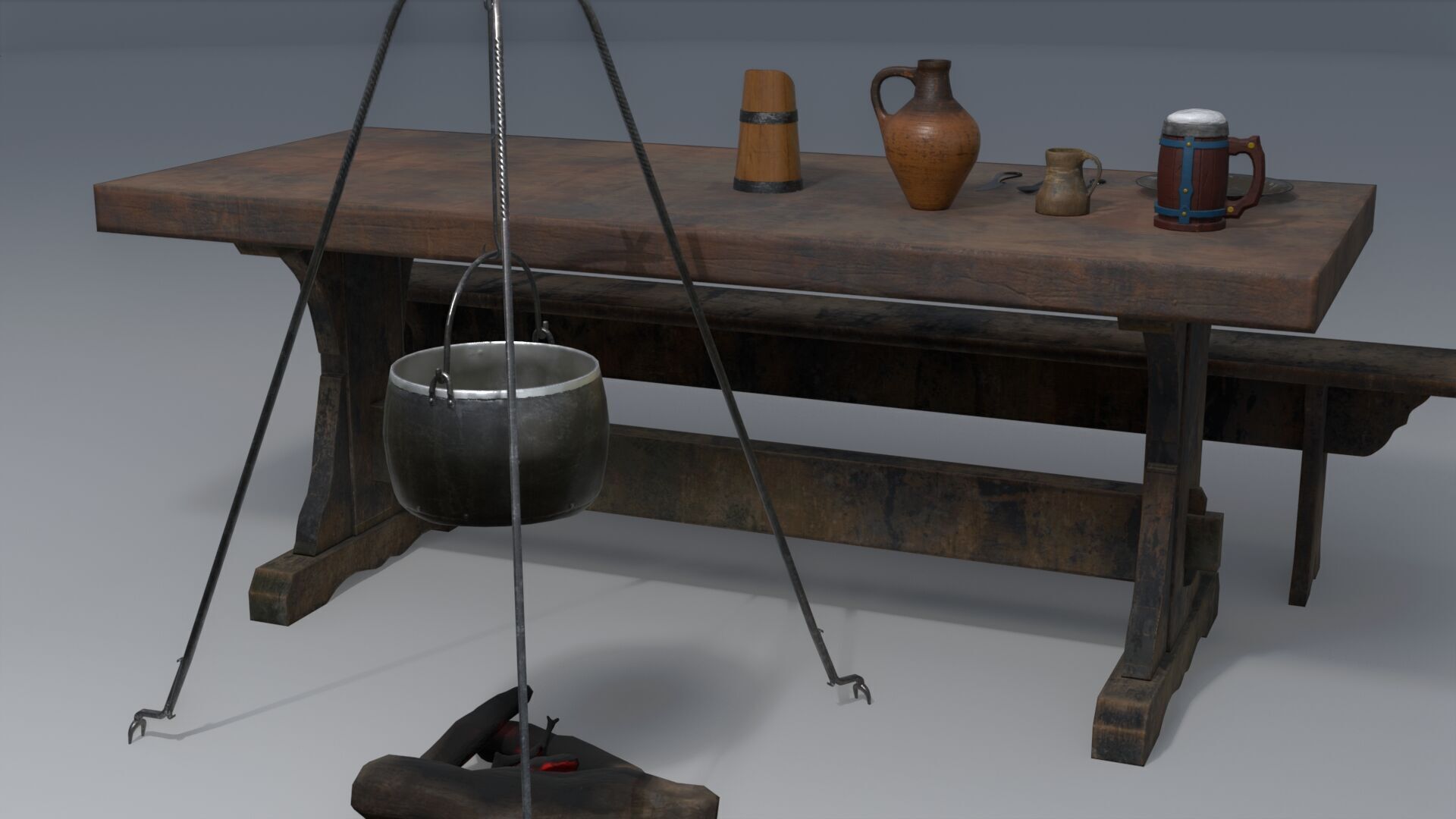 Medieval Set Low-poly 3D model_2