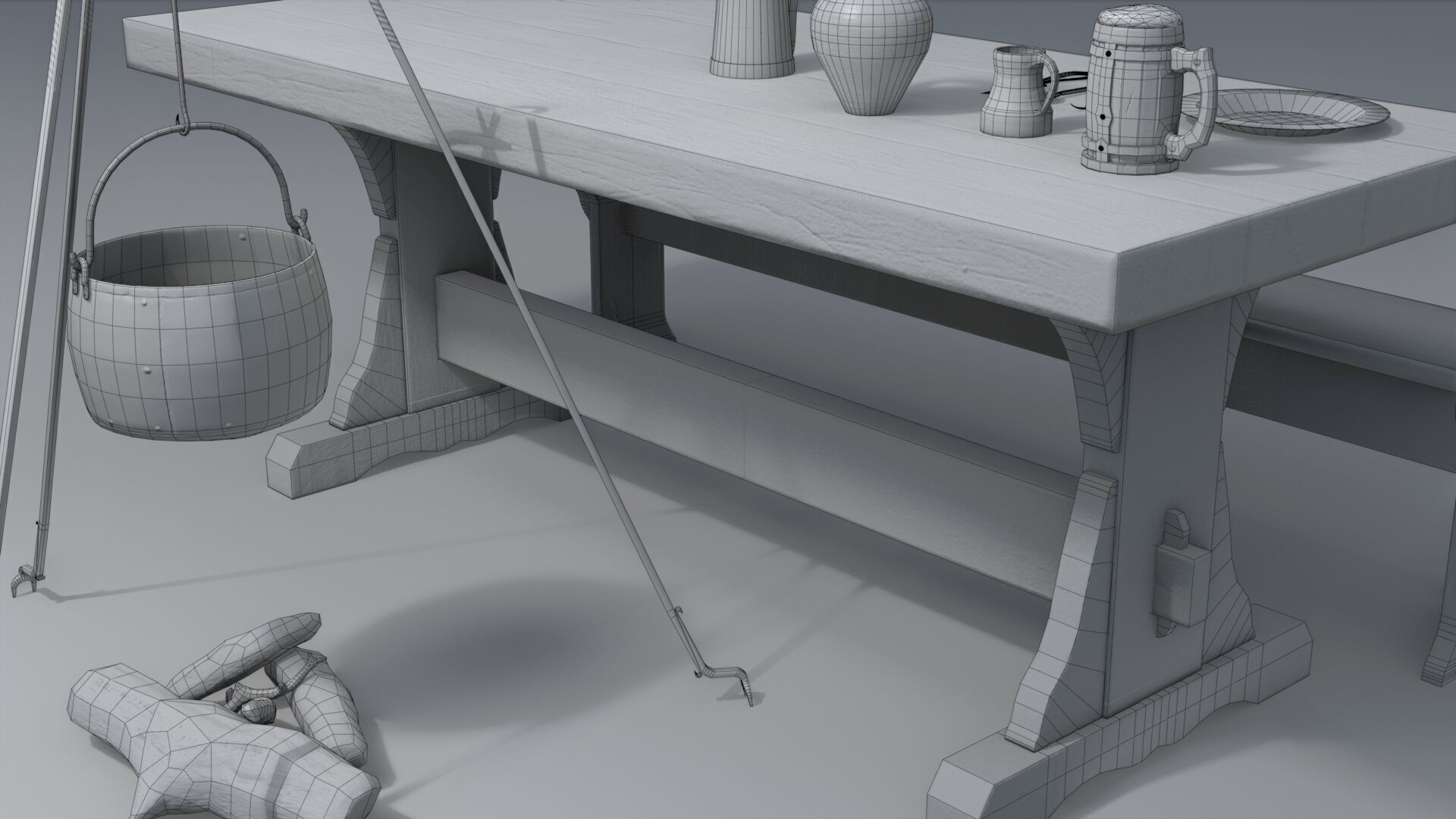 Medieval Set Low-poly 3D model_15