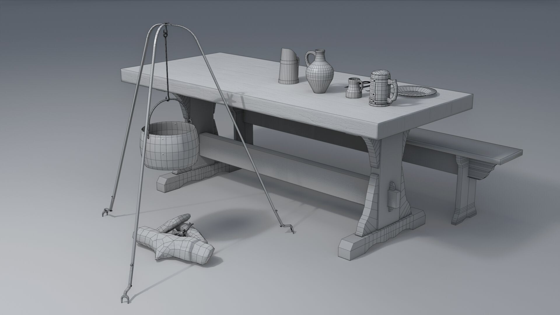 Medieval Set Low-poly 3D model_18