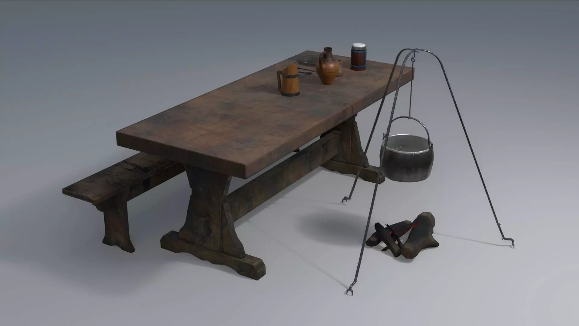 Medieval Set Low-poly 3D model_0