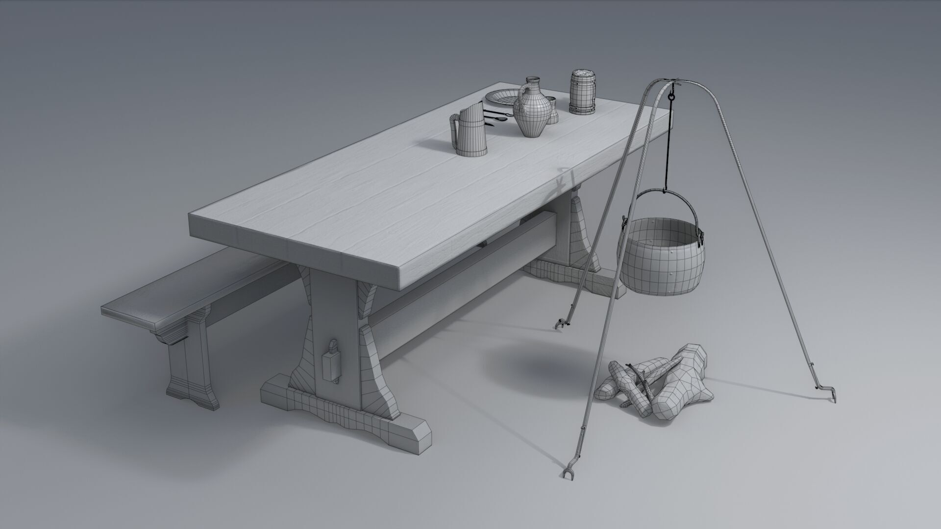 Medieval Set Low-poly 3D model_10