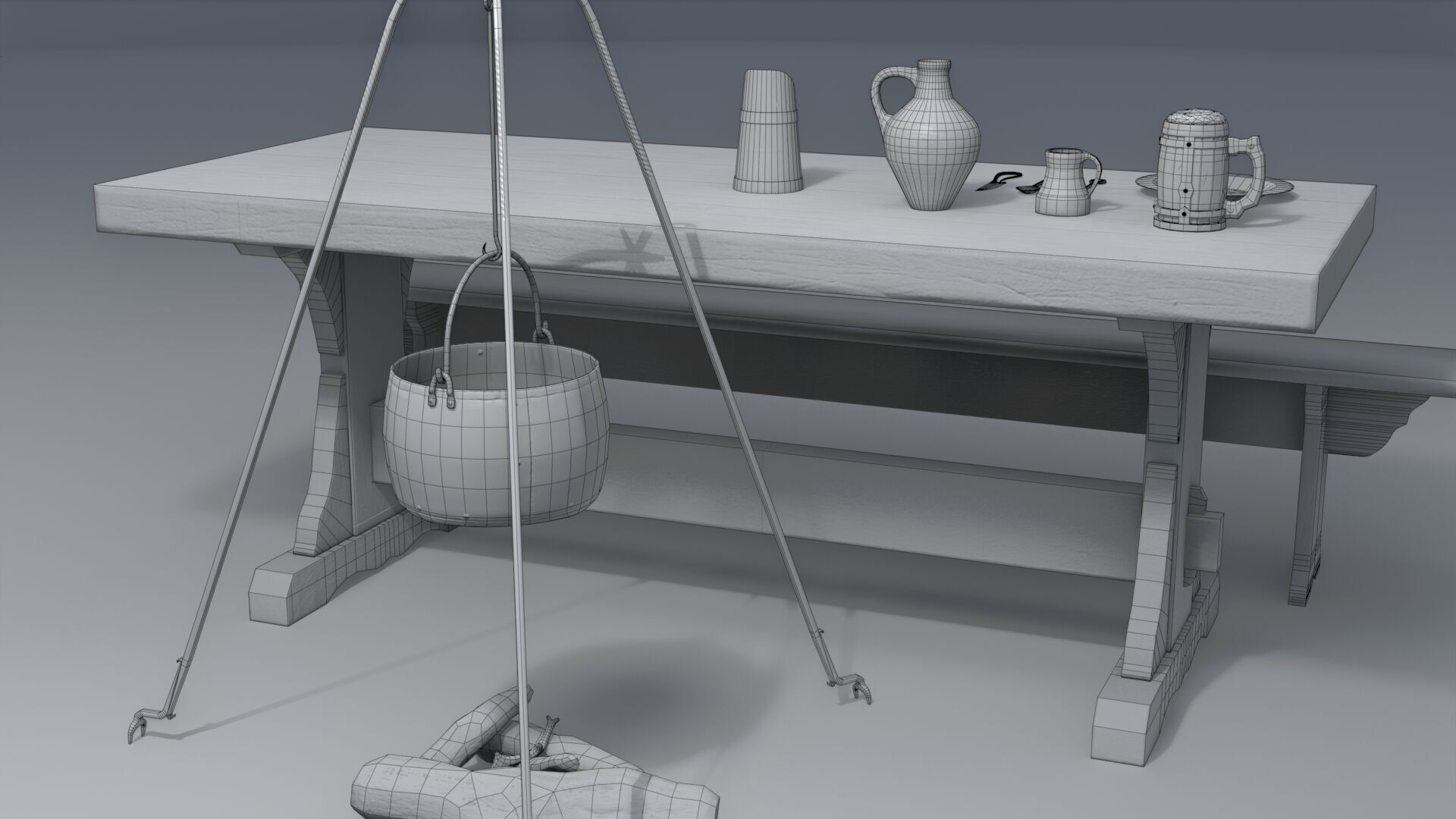 Medieval Set Low-poly 3D model_11