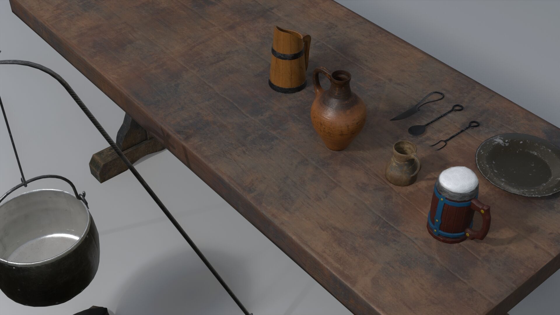 Medieval Set Low-poly 3D model_5