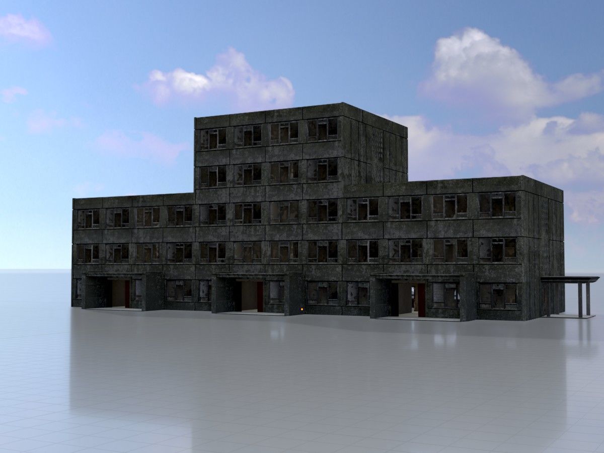 Old military barracks version 1 package 3D Model Collection_42
