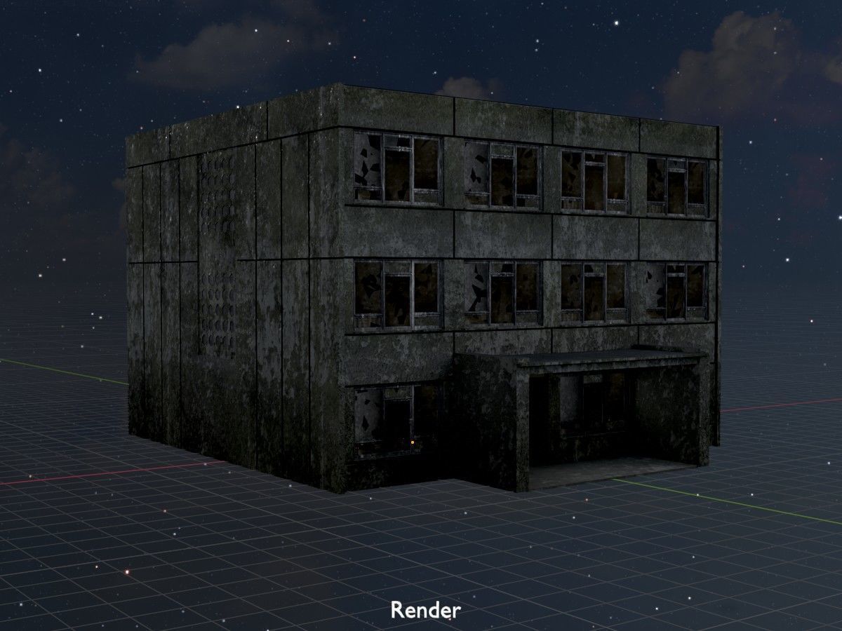 Old military barracks version 1 package 3D Model Collection_83
