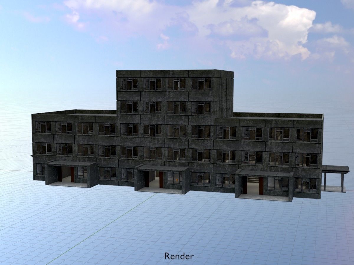 Old military barracks version 1 package 3D Model Collection_100