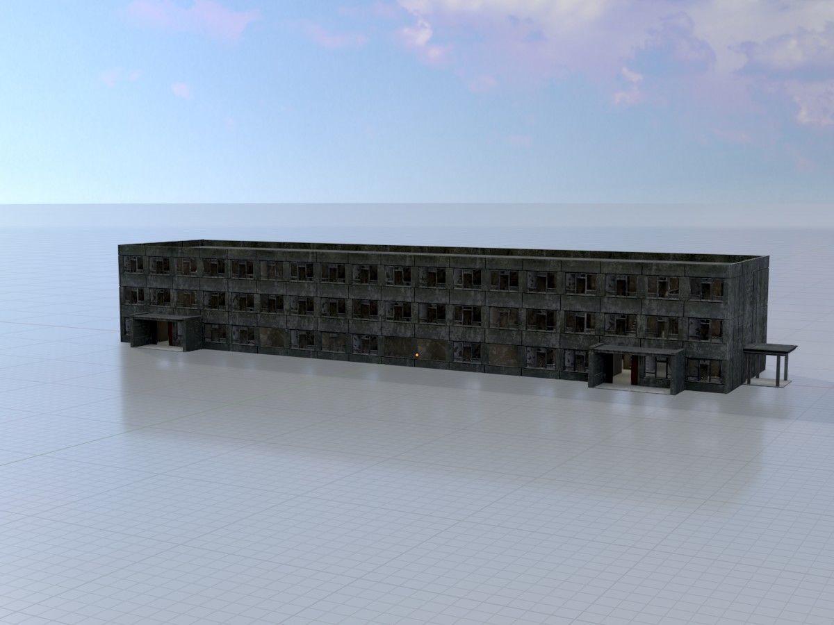 Old military barracks version 1 package 3D Model Collection_45
