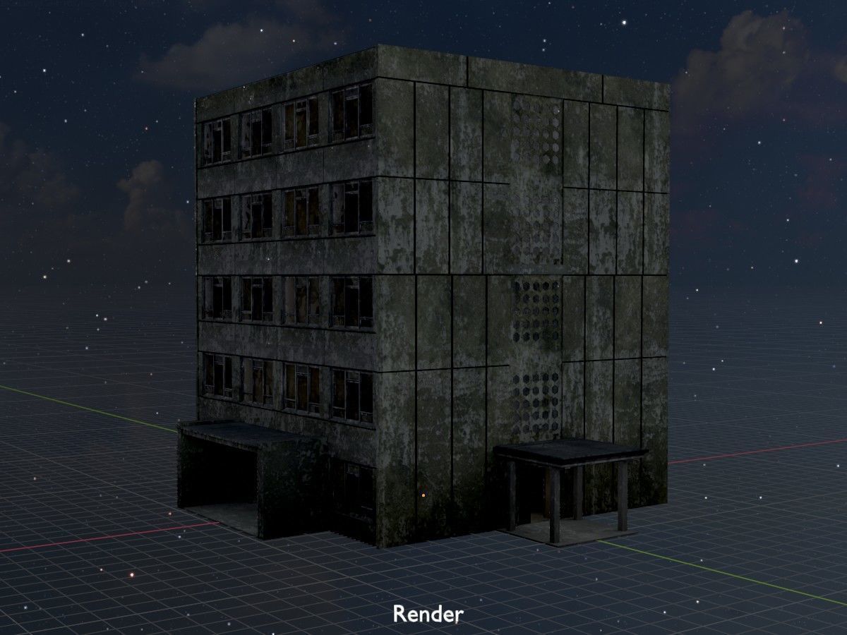 Old military barracks version 1 package 3D Model Collection_96