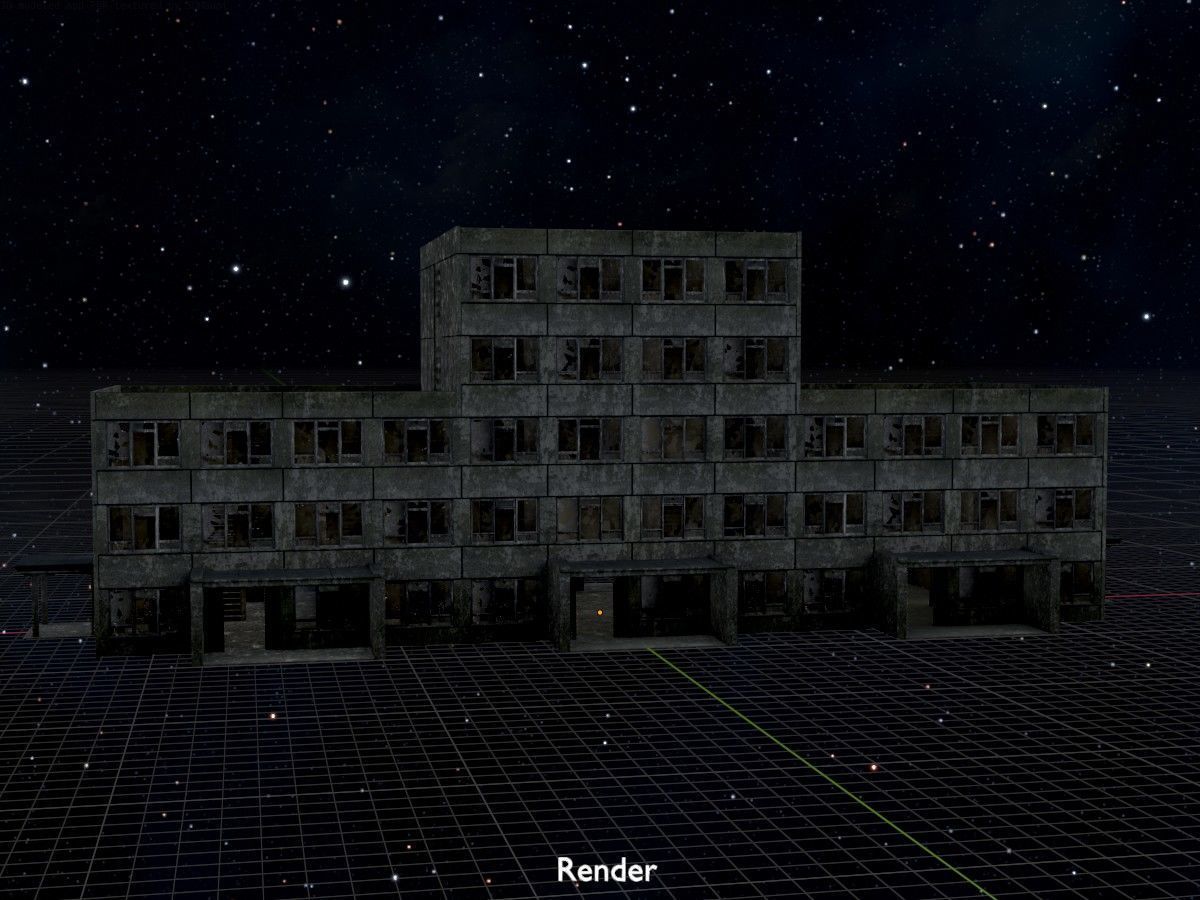 Old military barracks version 1 package 3D Model Collection_114