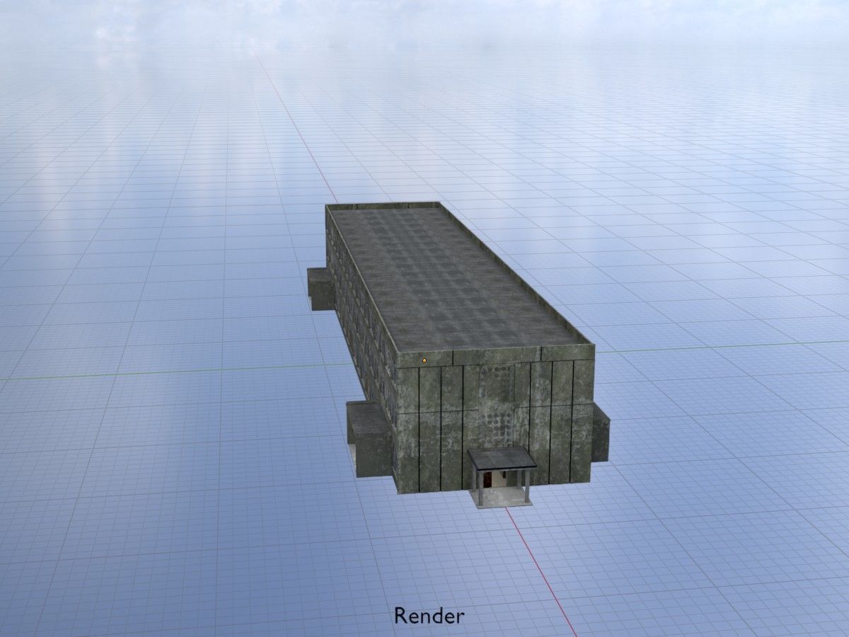 Old military barracks version 1 package 3D Model Collection_98