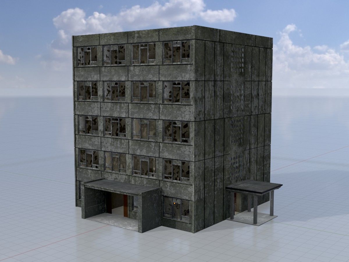 Old military barracks version 1 package 3D Model Collection_38