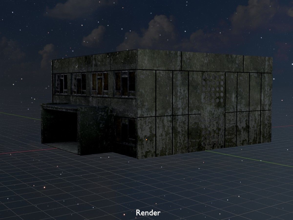 Old military barracks version 1 package 3D Model Collection_89