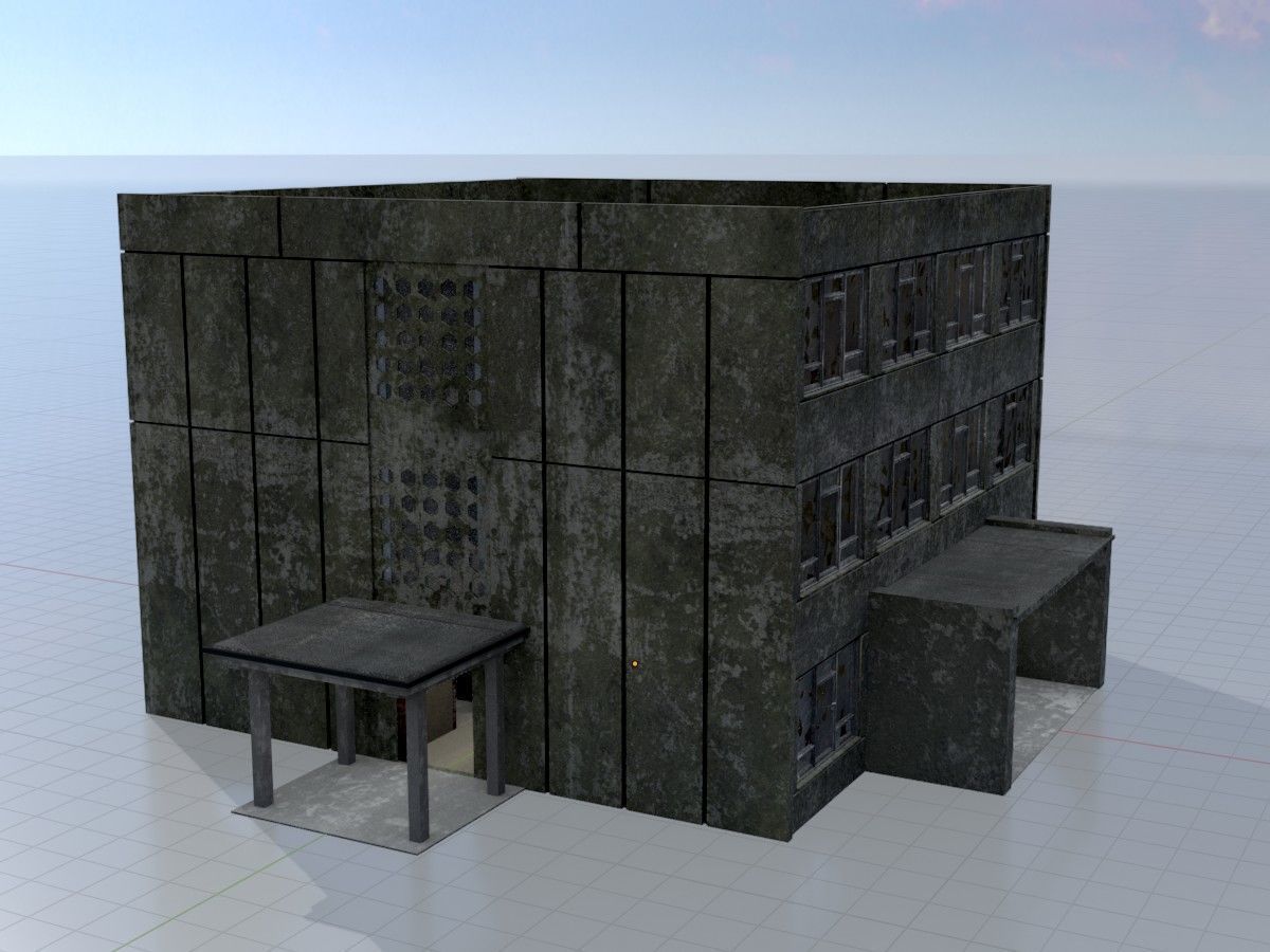 Old military barracks version 1 package 3D Model Collection_40