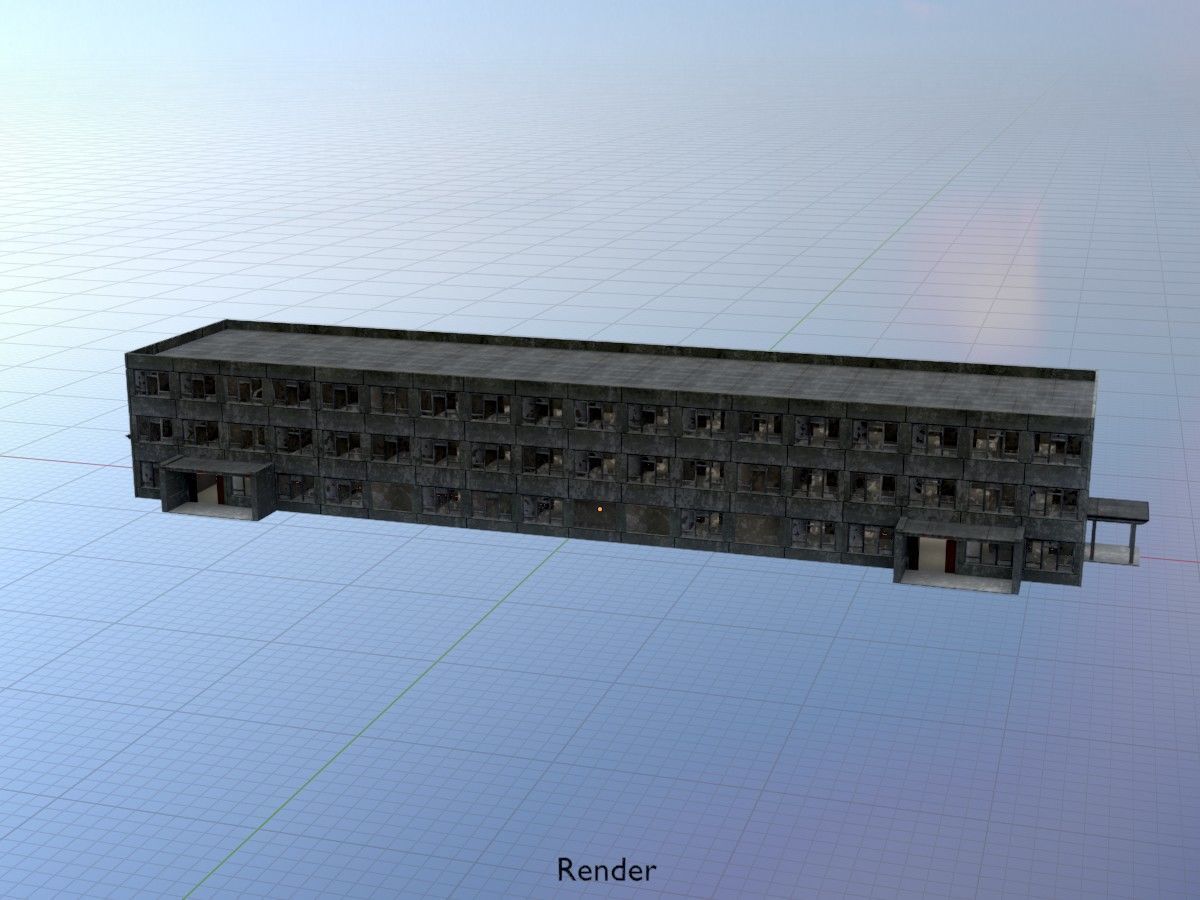 Old military barracks version 1 package 3D Model Collection_103