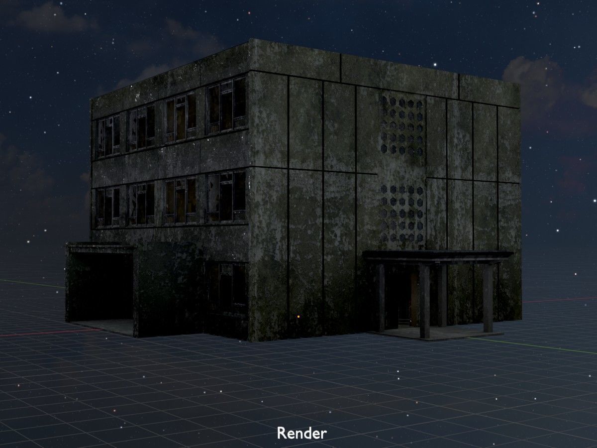 Old military barracks version 1 package 3D Model Collection_94