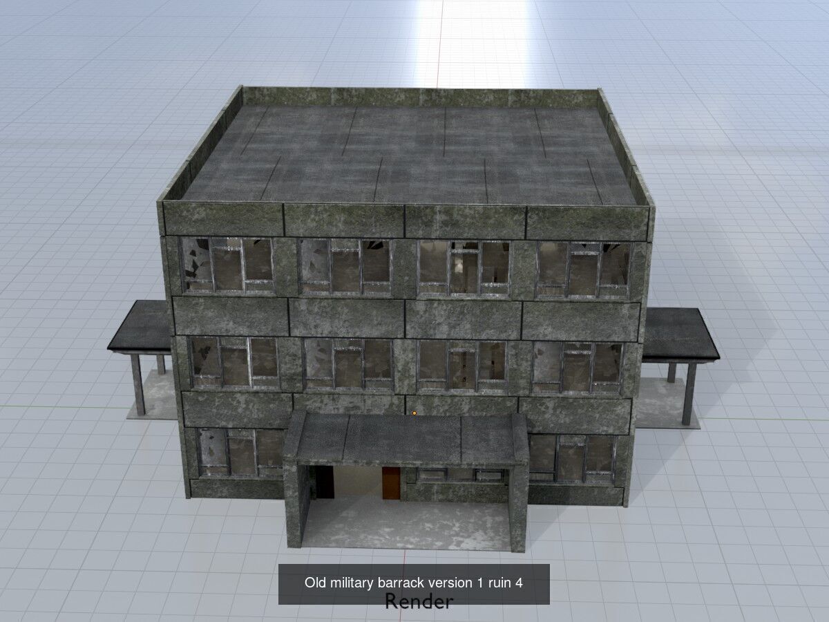 Old military barracks version 1 package 3D Model Collection_17