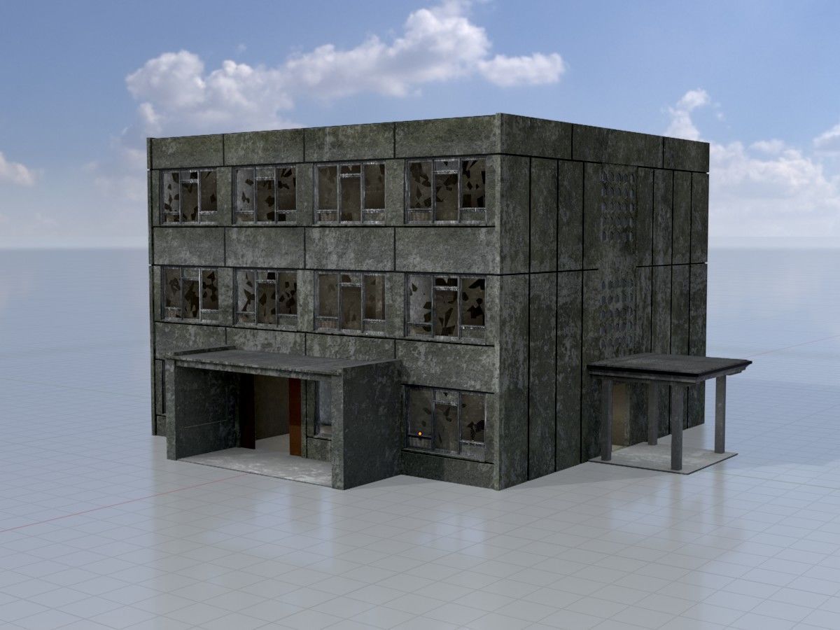 Old military barracks version 1 package 3D Model Collection_34