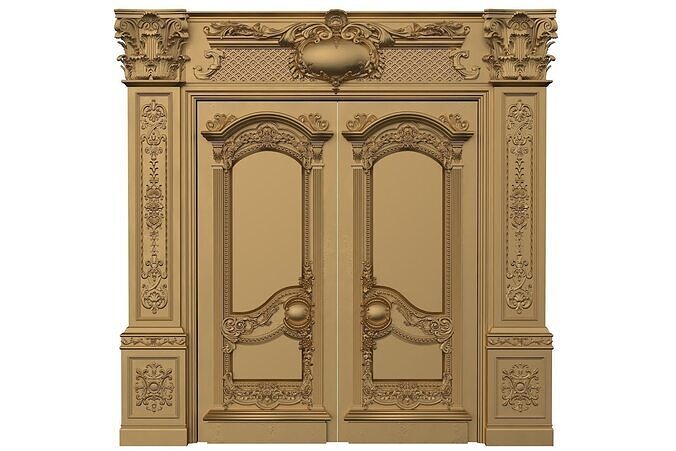 Royal style gold plated classic door C 3D model