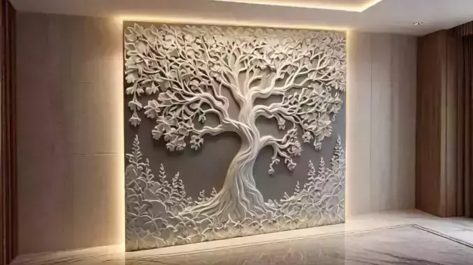 modern panel wall decor set relief stl mural CNC 178